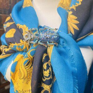 💙 Art of the Scarf – Vintage Italian Scarf-Italian Baroque Scarf